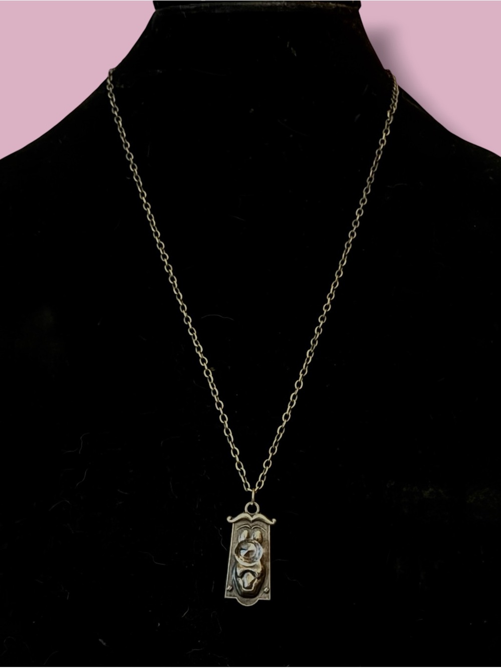 Disney Alice in Wonderland bronze tone door knocker pendant necklace